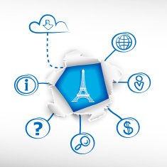 Eiffel tower and sketch diagrams Doodle vector illustration