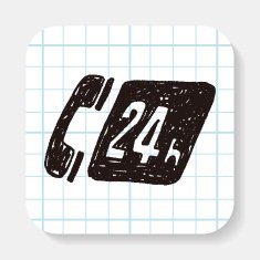 24 hours customer service doodle drawing
