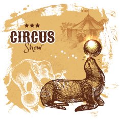 Hand drawn sketch circus and amusement vector illustration Carn