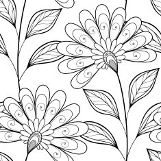 Vector Seamless Monochrome Floral Pattern N55