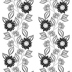 Vector Seamless Monochrome Floral Pattern N58