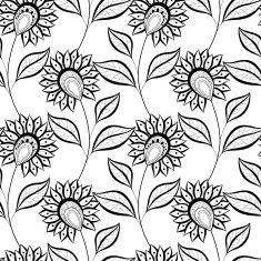 Vector Seamless Monochrome Floral Pattern N59