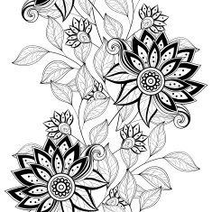 Vector Seamless Monochrome Floral Pattern N60