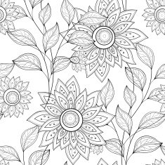 Vector Seamless Monochrome Floral Pattern N62