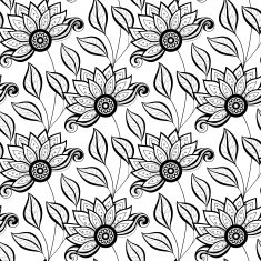 Vector Seamless Monochrome Floral Pattern N64