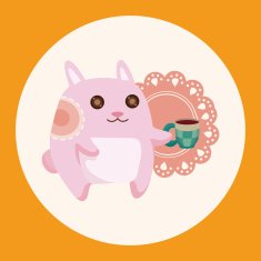 animal rabbit having afternoon tea theme elements