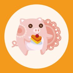 animal pig having afternoon tea theme elements