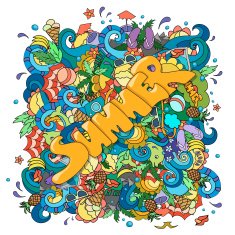 illustration Bright template with elements of hand drawn doodles theme
