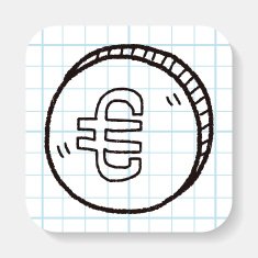 doodle EUR money coin
