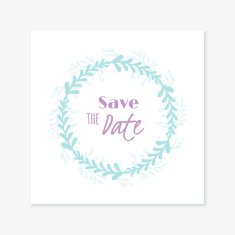 Wedding invitation card with handdrawn floral wreath Doodle background