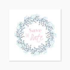 Wedding invitation card with hand drawn floral wreath Doodle background