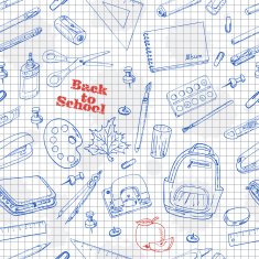 Back to School doodles seamless pattern on a paper