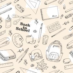 Back to School doodles seamless pattern