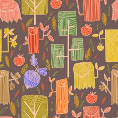 Forest seamless pattern with trees and leaves Seamless N4