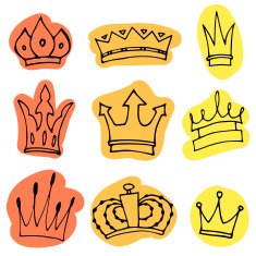 Set of hand-drawn crowns N5