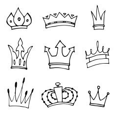 Set of hand-drawn crowns N6