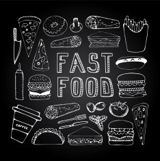 Fast food doodle set