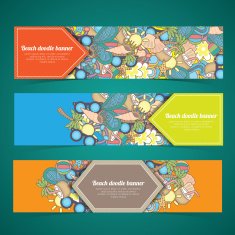 beach doodle banners
