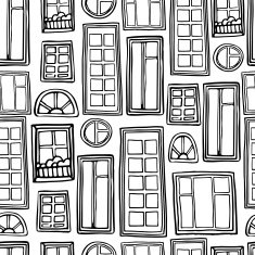Seamless monochrome pattern of a variety windows Vector