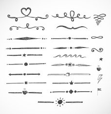 Set of hand-drawn sketch dividers