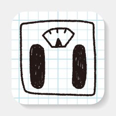 Weighting machine doodle drawing