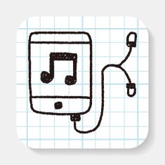 music player doodle drawing
