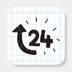 24 hours customer service doodle drawing N4