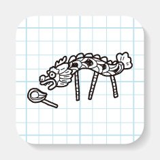 Chinese New Year The dragon and lion dancing head doodle N2