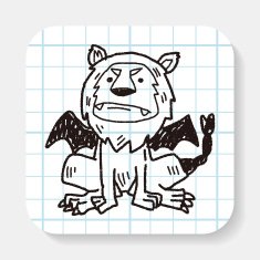 lion monster doodle