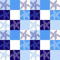 STARFISH ZENTANGLE PATTERN BLUE AND WHITE 2