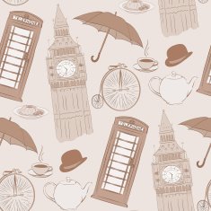Retro Vector hand drawn London pattern