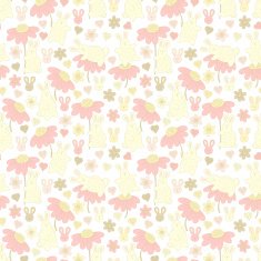 pattern with rabbits and flowers N2