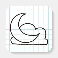moon and cloud doodle drawing N2