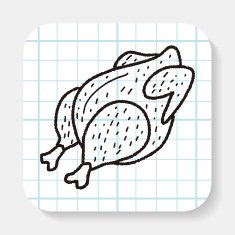 Roast chicken doodle drawing N2