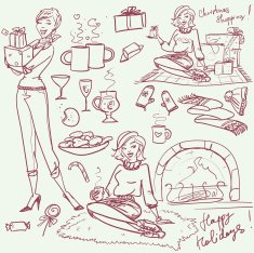 Hand drawn Christmas holiday collection