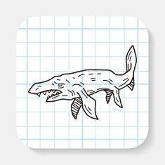 fish dinosaur doodle N3