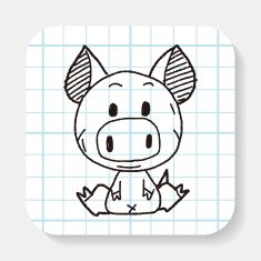 Chinese Zodiac pig doodle drawing