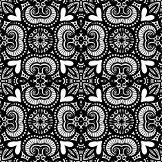 Vector Seamless Vintage Black and White Lace Pattern N22