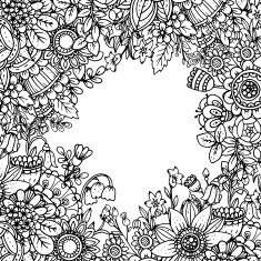 Vector template with beautiful monochrome floral pattern in dood