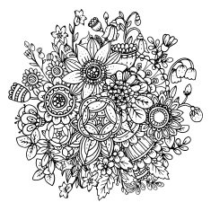 Beautiful monochrome vector floral pattern N3
