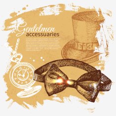 Sketch gentlemen accessory vintage background Hand drawn men il N5