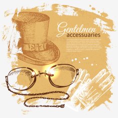 Sketch gentlemen accessory vintage background Hand drawn men il N6