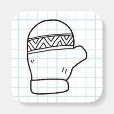 Winter gloves doodle drawing N2