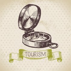 Vintage sketch tourism background Hike and camping hand drawn i