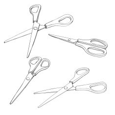 Scissors hand drawing vector sketch