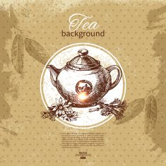 Tea vintage background Hand drawn sketch illustration Menu des N6