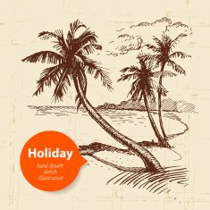 Vintage travel and holiday background Hand drawn sketch illustr