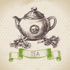 Tea vintage background Hand drawn sketch illustration Menu des N8