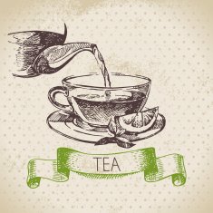 Tea vintage background Hand drawn sketch illustration Menu des N9