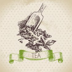 Tea vintage background Hand drawn sketch illustration Menu des N10